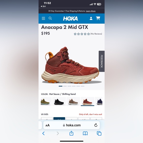 BNIB HOKA ONE ONE ANACAPA MID GTX $195 US 5.5M Price Firm no discounts - Picture 12 of 16